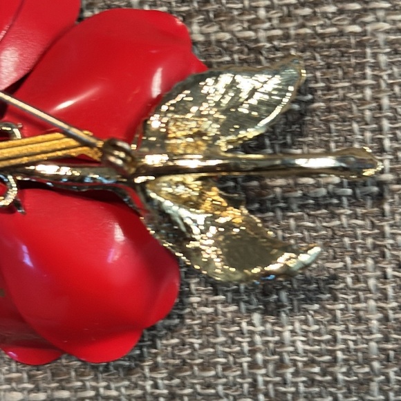 Vintage 60s Coro Enamel Flower Rhinestone Brooch - Picture 4 of 7